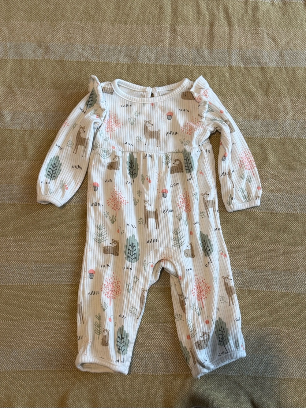 Boutique Lullaby Lane Kids White Forest Print One-Piece Romper